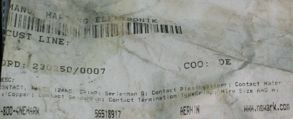 Trece (13) Harting 09 33 000 6107 Contacto Crimpado 90B8939 NUEVO Foto 4 de 4