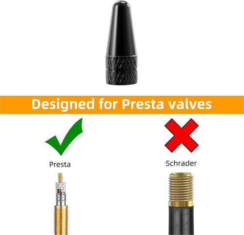 8 Colors Presta Valve Cap 2/16 Pack Aluminum Anodized Bike Valve Stem Cap Black - Picture 17 of 20