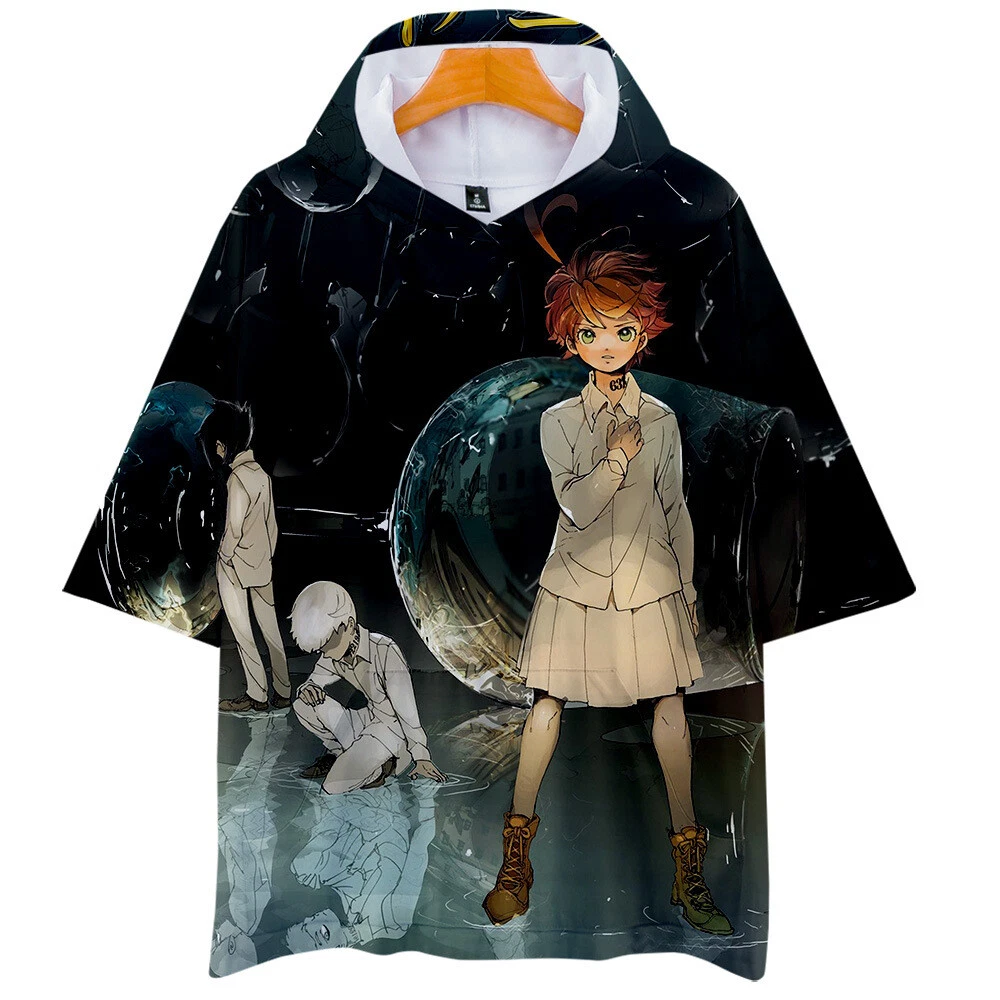 Anime The Promised NeverLand 3D Short Sleeve Loose Shirt Hoodie, Hooded T-Shirt