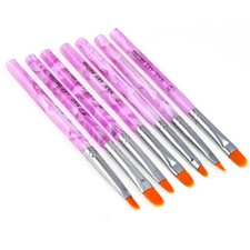 TRIXES Nail Tip Brushes x7 NEW UV Gel Acrylic Nail Art Tips Rounded Nail Brush