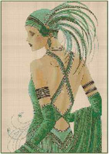 Art Deco Lady with Green Dress Counted Cross Stitch CHART  No. 1-9