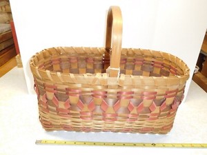 Vintage Native American Winnebago Hand-Woven Rectangular Basket