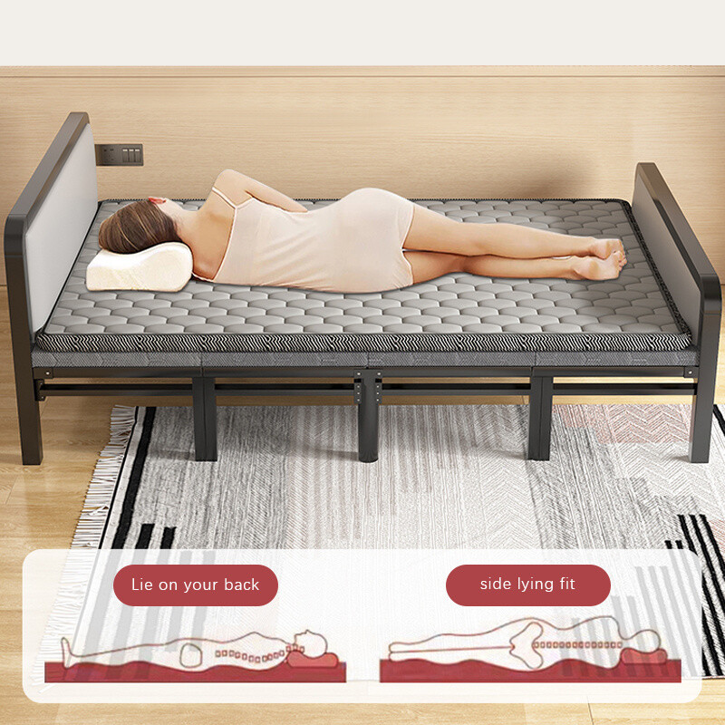 Folding Bed Mattress Single Padded Guest Bed Grey Double Headboard