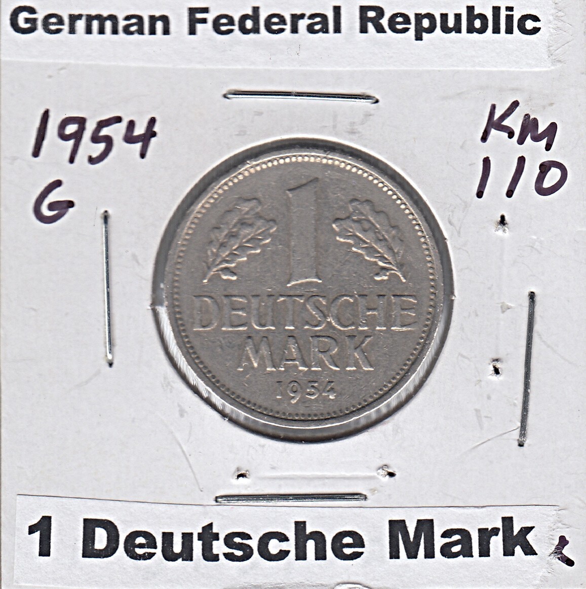 ドイツ　旧硬貨　Coin BRD 1 German Mark 1954 1954 G Germany 1 Deutsche Mark Coin -RARE KEY DATE ! KM# 110 | eBay