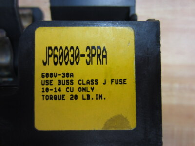 Bloc Fusible Classe J Bussmann JP60030-3PRA - Nouveau Sans Emballage D'origine