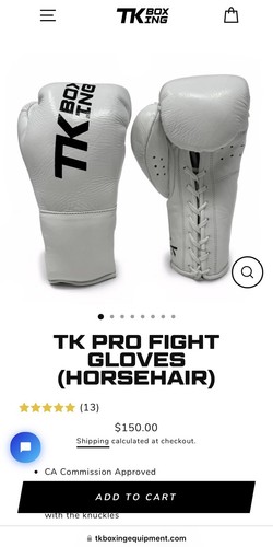 TK Boxing Pro Fight gloves Premium Leather Size 8 oz New! white (Horsehair) - Picture 5 of 5