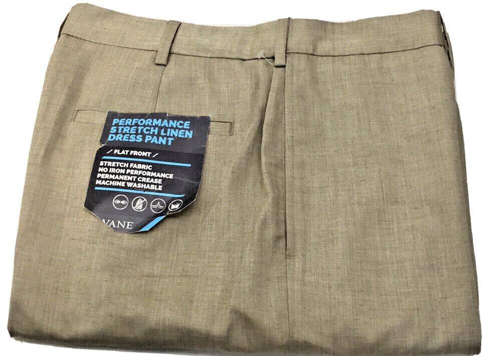 Мужская модель Savane с плоской передней частью, Стрейч прямого кроя, цвет Хаки, Размер 34x30