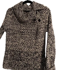 MICHELLE NICOLE Women's Black And White Shawl Type OpenCollar Sweater Size Large