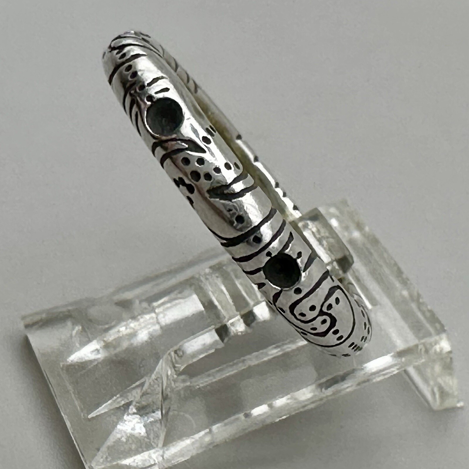 Artisan Boho Stackable Ring Signed Locke Sterling… - image 3