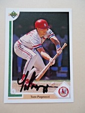 Tom Pagnozzi - 1991 Upper Deck Autographed Baseball card # 91 - Cardinals - C