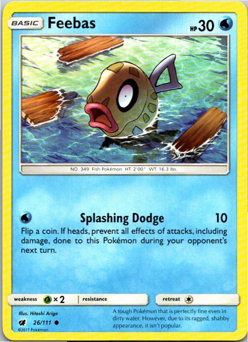 Pokemon Sun & Moon Crimson Invasion Common Feebas #26 Pokemon Sun & Moon Crimson Invasion Common Feebas #26