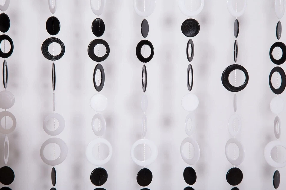 Hermosa ventana cortina con cuentas de acrílico, puerta, divisor de habitaciones - blanco y negro Foto 2 de 2