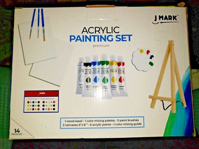New J. Mark Art Canvas Paint Set 14-Piece Mini Canvas Acrylic Painting Kit