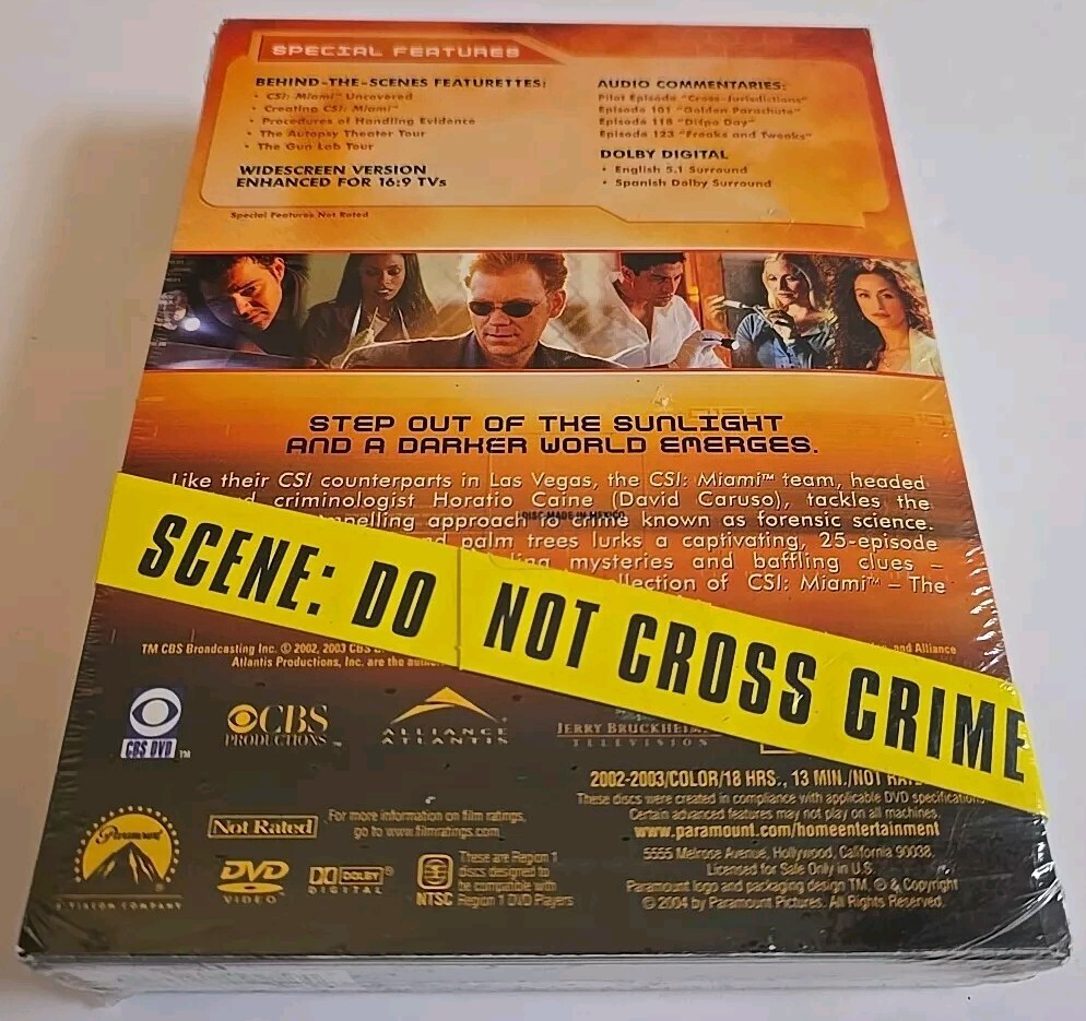 CSI: Miami Season 1 DVD Box Set Detective Forensics Crime TV