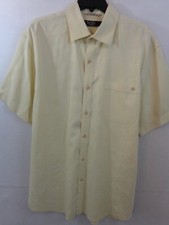 Nat Nast Luxury Originals Shirt Men M Yellow Silk Blend Short Sleeve Button Down