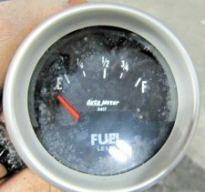 Autometer 3417 Vintage 2 58 Fuel Level Gauge Chrome Mounting Cup Nice