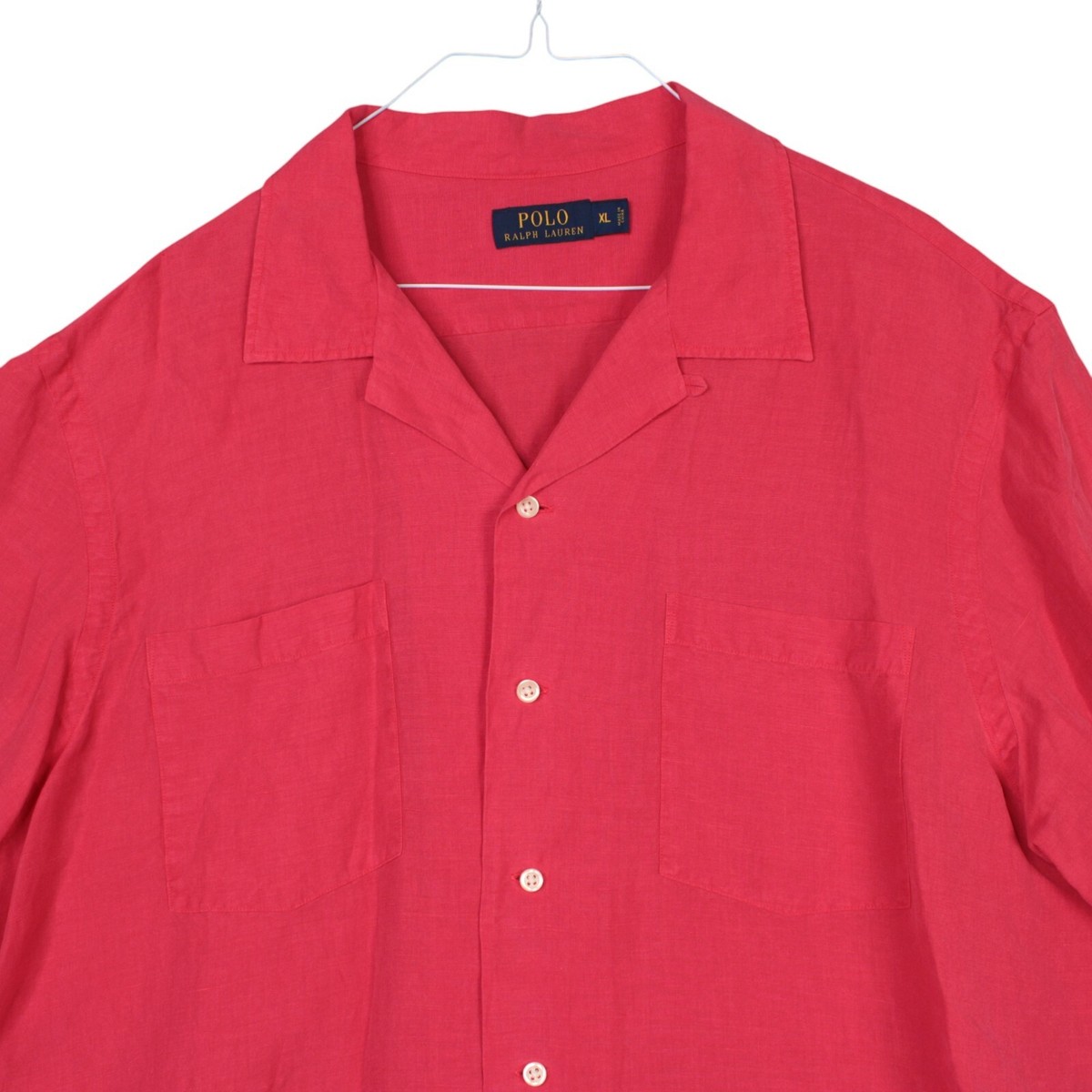 Polo Ralph Lauren Linen Silk Shirt Men XL RED Short Sleeve Beach