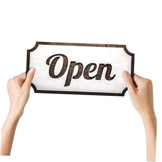 Rustic Wooden Open Closed Sign - Double-Sided Open Sign - Vintage Style ...