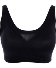 Rhonda Shear Brushed Leisure Molded Cup Bra with Mesh Detail Black