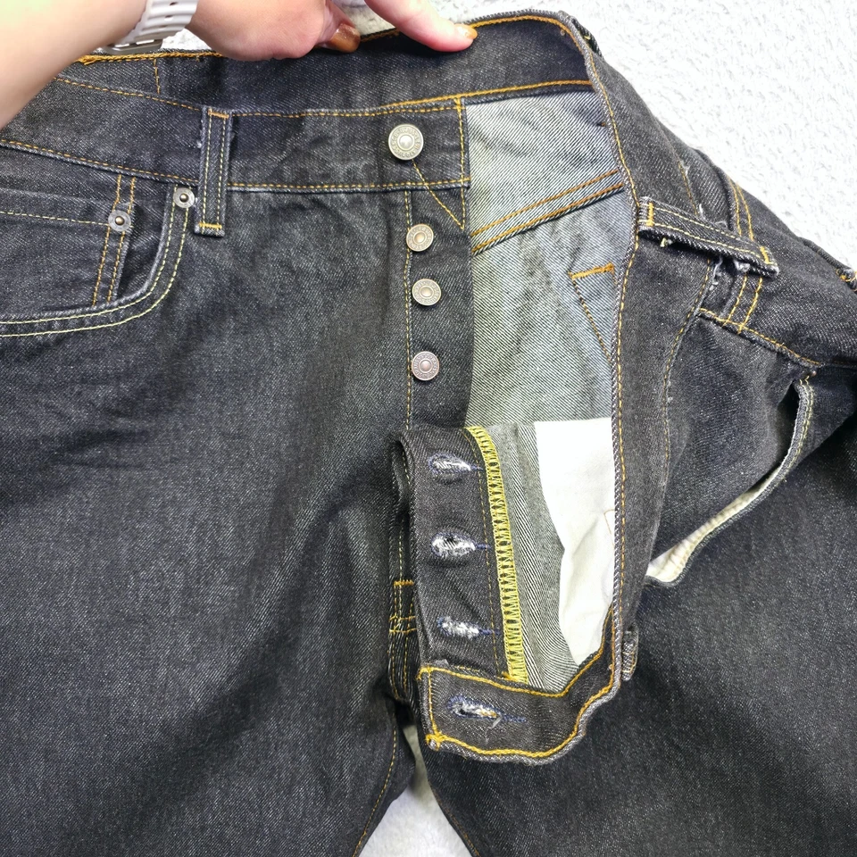 Pantalones de mezclilla Levis 501 para hombre 38x32 negros rectos calce original botones mosca 36x28 Foto 3 de 4