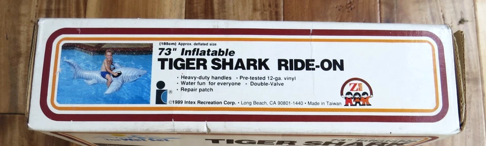 Vintage Intex The Wet Set Inflatable Ride-On Pool Float Tiger Shark 73" 1989 NIB - Image 4 of 4