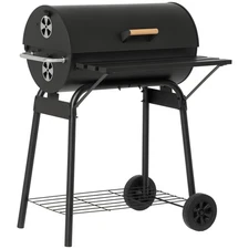 30" Portable Charcoal BBQ Grill w/ Adjustable Charcoal Rack Storage Shelf Wheel