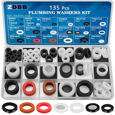 135 Pcs Flat Washer,Silicone and Nitrile Rubber Assortment Kit, Used for Faucet,