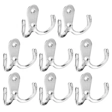 8Pcs Wall Hooks Zinc Alloy Double Prong Retro Hook for Hanging Towel Chrome