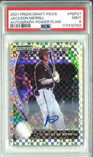 2021 Prizm Draft Picks Jackson Merrill Power Plaid Auto 05/17 #PDP27 - Padres