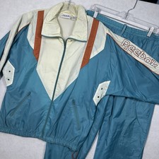 Vintage 90s Reebok Windbreaker Track Suit Jacket Pants Set Mens Small Rare