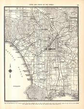 1940 Vintage LOS ANGELES Street MAP City Map of Los Angeles California 2916