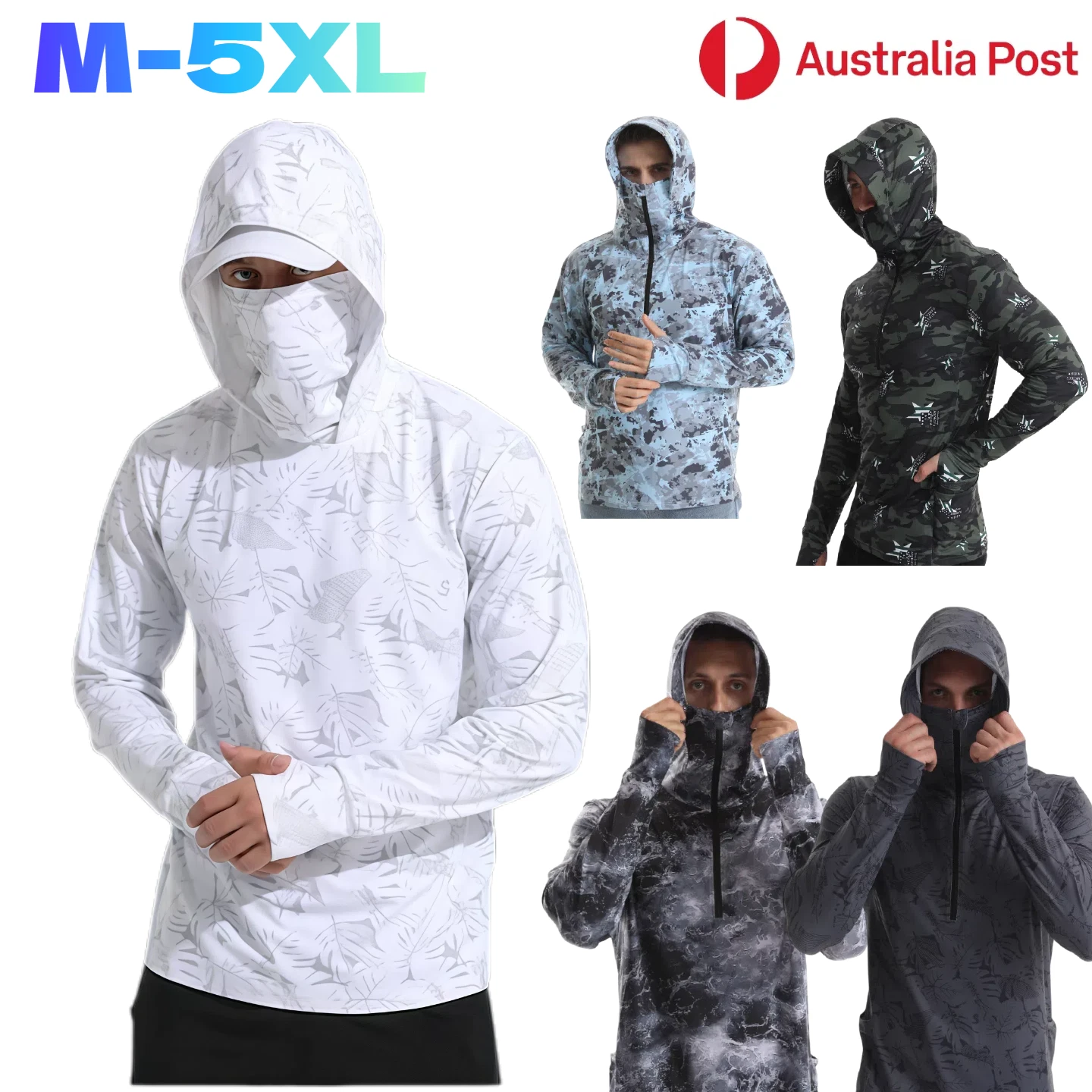 Fishing Clothing Hoodie Shirt UPF50+ Mask Long Sleeve Breathable Sun Protection