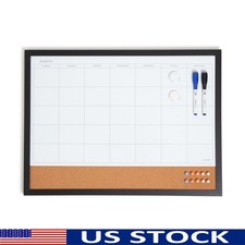 Magnetic Dry Erase Monthly Calendar Planner Board W/ Cork Strip  Accessories US