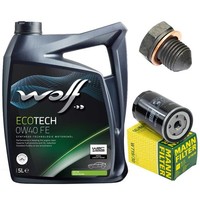 MotoröL Filter Set Wolf 0W40 5 Liter + ÖLablassschraube FüR