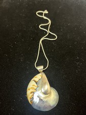 Natural Nautilus  Pearl Shell Necklace 925 Pendant With 925 Italy Chain