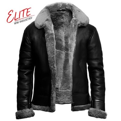 Mens RAF B3 Bomber Jacket - Real Sheepskin Aviator Pilot Flying Jacket