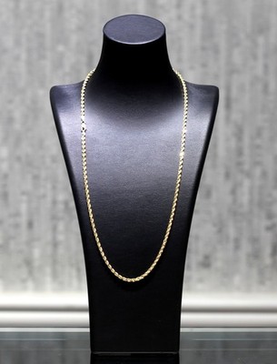 Massive 10K Gelbgold 2mm Diamantschliff verdrehtes Seil Glieder Halskette Kette 22'' 15,3g