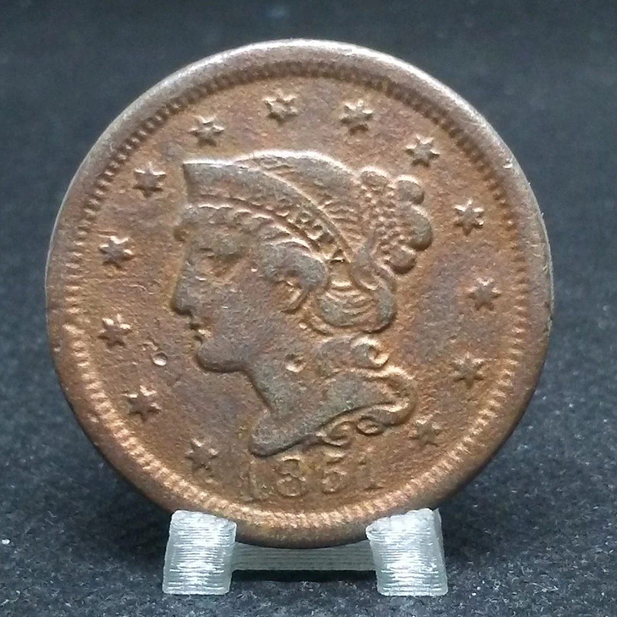 Circulated 1851 Year Braided Hair Large Cents (1839-1857) for sale