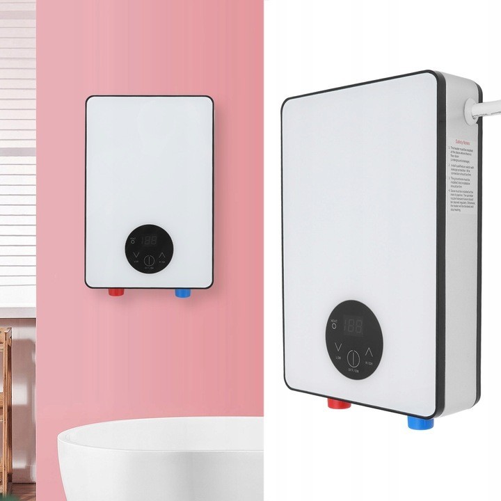Chauffe-eau électrique instantané sans réservoir 220V compact en inox blanc pour cuisine