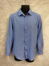MIX NY Performance Slim Fit Men's Button Front Shirt Blue Long Sleeve Size S
