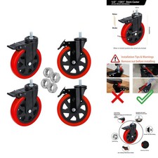 YOOGAA 1/2''-13x1'' Dual Locking PVC Caster Wheels Pack of 4 2000 lbs