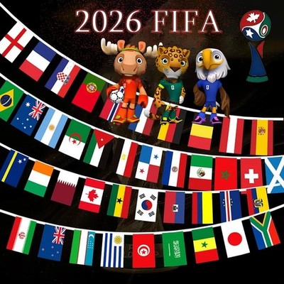 2026 FIFA World Cup (United States, Canada, Mexico) 48 Countries Flag Banner