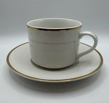 Fine China International Silver Co Coffee Cup & Saucer (ISC3) White w Platinum