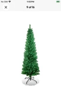 6Ft PVC Artificial Slim Pencil Christmas Tree w/ Stand Home Holiday Decor Green