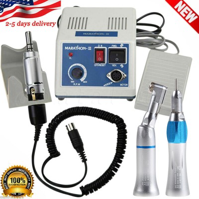 Dental Lab Marathon-III Electric Micromotor +Contra Angle Straight Handpiece OR
