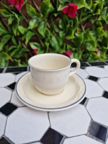 Vintage Poole Keramik Kaffee Espresso Demitasse Kaffeetasse cremefarbene Welle grauer Rand - Bild 1 von 10