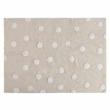 Lorena Canals Polka Dot Beige Machine Washable Kids Rug, 4' x 5' 3"
