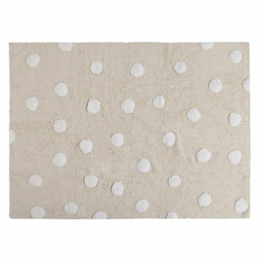 Lorena Canals Polka Dot Beige Machine Washable Kids Rug, 4' x 5' 3"