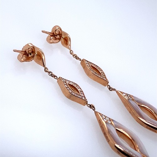 Kabana MOP Diamond 14K Rose Gold Dangle Earrings DG7077045 - Picture 2 of 5