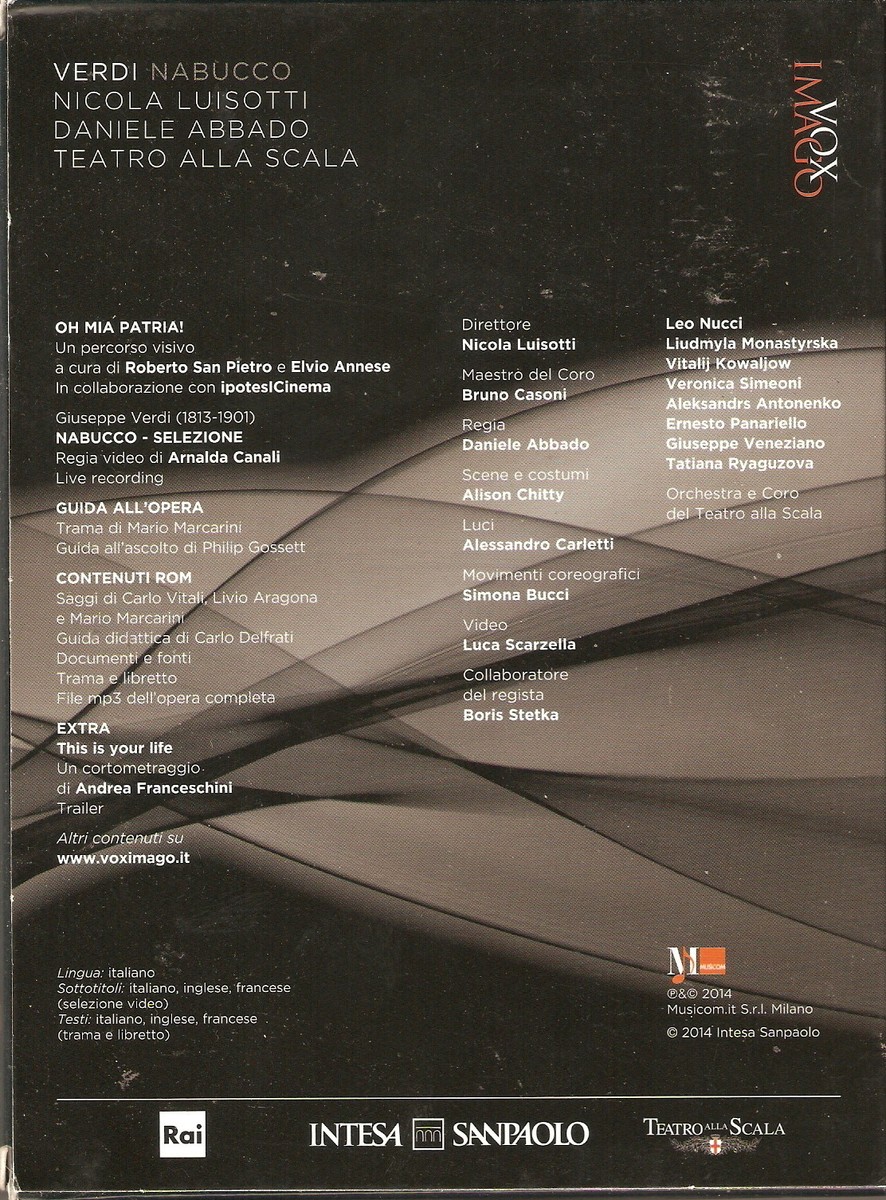 VERDI NABUCCO - Nicola Luisotti, Daniele Abbado, Teatro Alla Scala (DVD +  CD SET | eBay